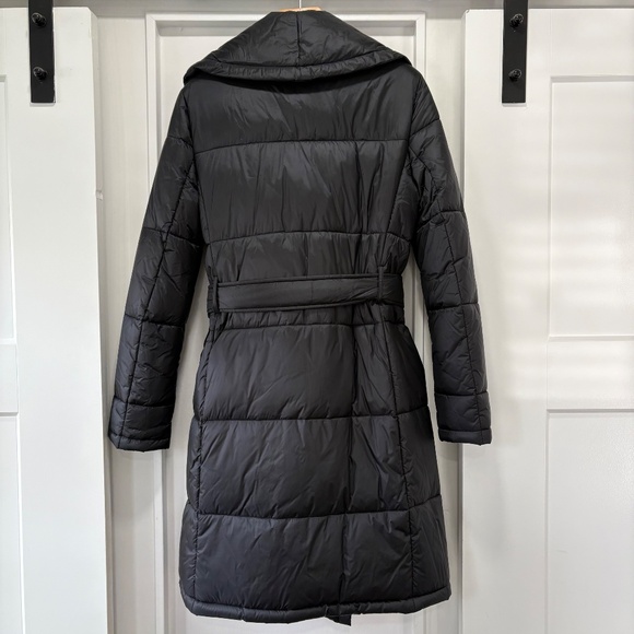 ANN TAYLOR Factory Black Belted Puffer Coat Size Medium - Picture 9 of 12